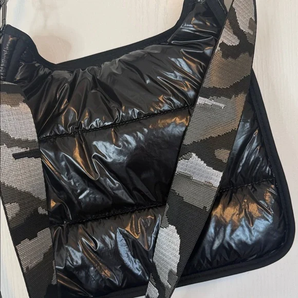 Ah-dorned Patent Black Quilted Shoulder Bag 2 Straps - Picture 7 of 15